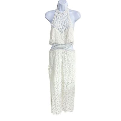 Bardot Isla Lace Cutout Open Back Midi Dress In Ivory Size 8/M New | eBay