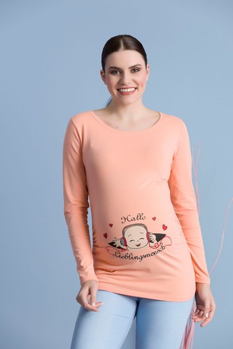 Hallo Lieblingsmensch lustige süße Umstandsshirt Motiv Schwangerschaft Lang MMC - Bild 5 von 31