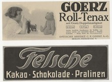 Ü1033 ADVERTISING FROM A MAGAZINE 1923 Large Format FELSCHE GOERZ ROLL TENAX BEAR