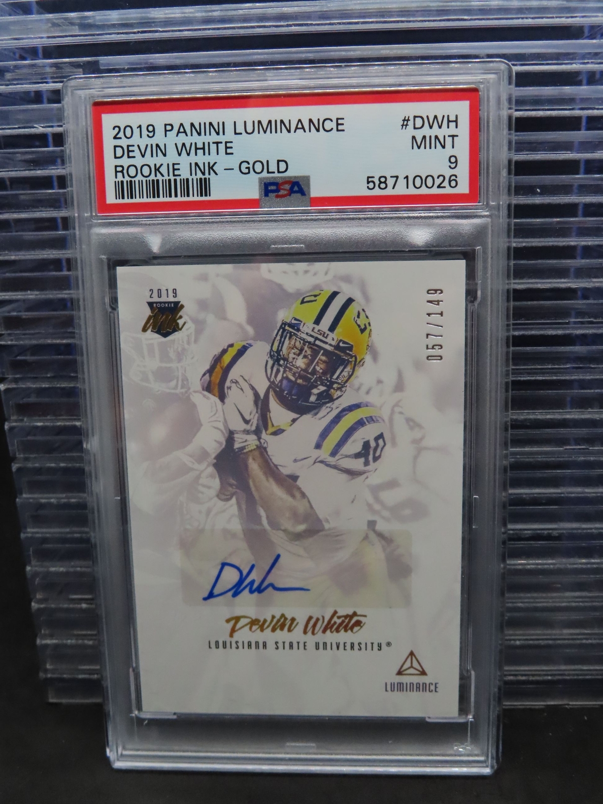 Devin White Panini Luminance Rookie Ink #DWH Gold