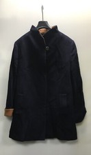 Artigiano Navy & Conker Brown Wool/cashmere Blend High Neck Coat Size 22 New