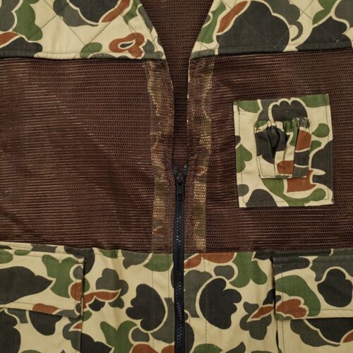 VINTAGE 10x Vest Men 2XL XXL Green Mesh Utility Pocket Duck Camo Hunting USA - Picture 4 of 13