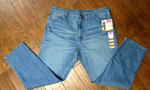 NWT Wrangler Men's 5 Star Relaxed Fit Flex Medium Wash Blue Denim Jeans 46 x 34