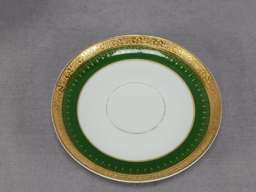 Guerin Limoges Gold Encrusted Bows & Green Bouillon Cup & Saucer Circa 1900-1932 - Picture 7 of 11