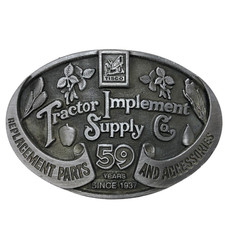 VTG Tractor Implement Supply Co. 59 Yrs Pewter Belt Buckle Since 1937 Farming