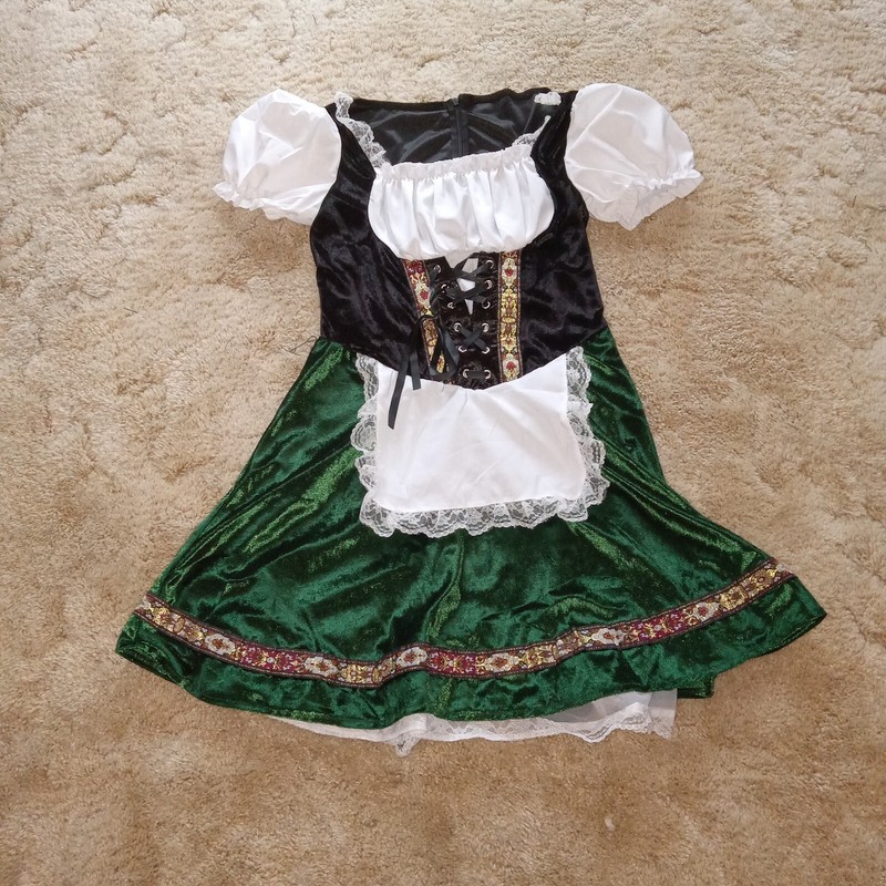 HALLOWEEN   OCTOBER FEST Female Dirndl GERMAN,  28" WAIST,  Black GREEN   NEW