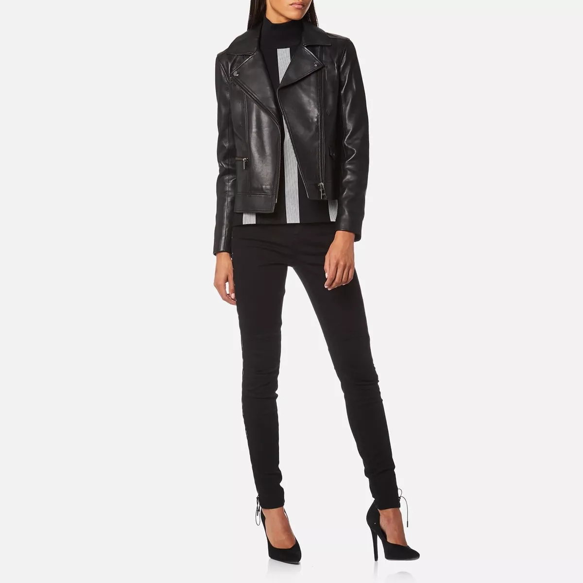 Karl lagerfeld women's leather jacket sale
