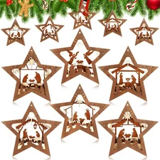 Bucherry 6 Pcs Christmas Nativity Ornaments Christian Music Sheet Nativity Sc...