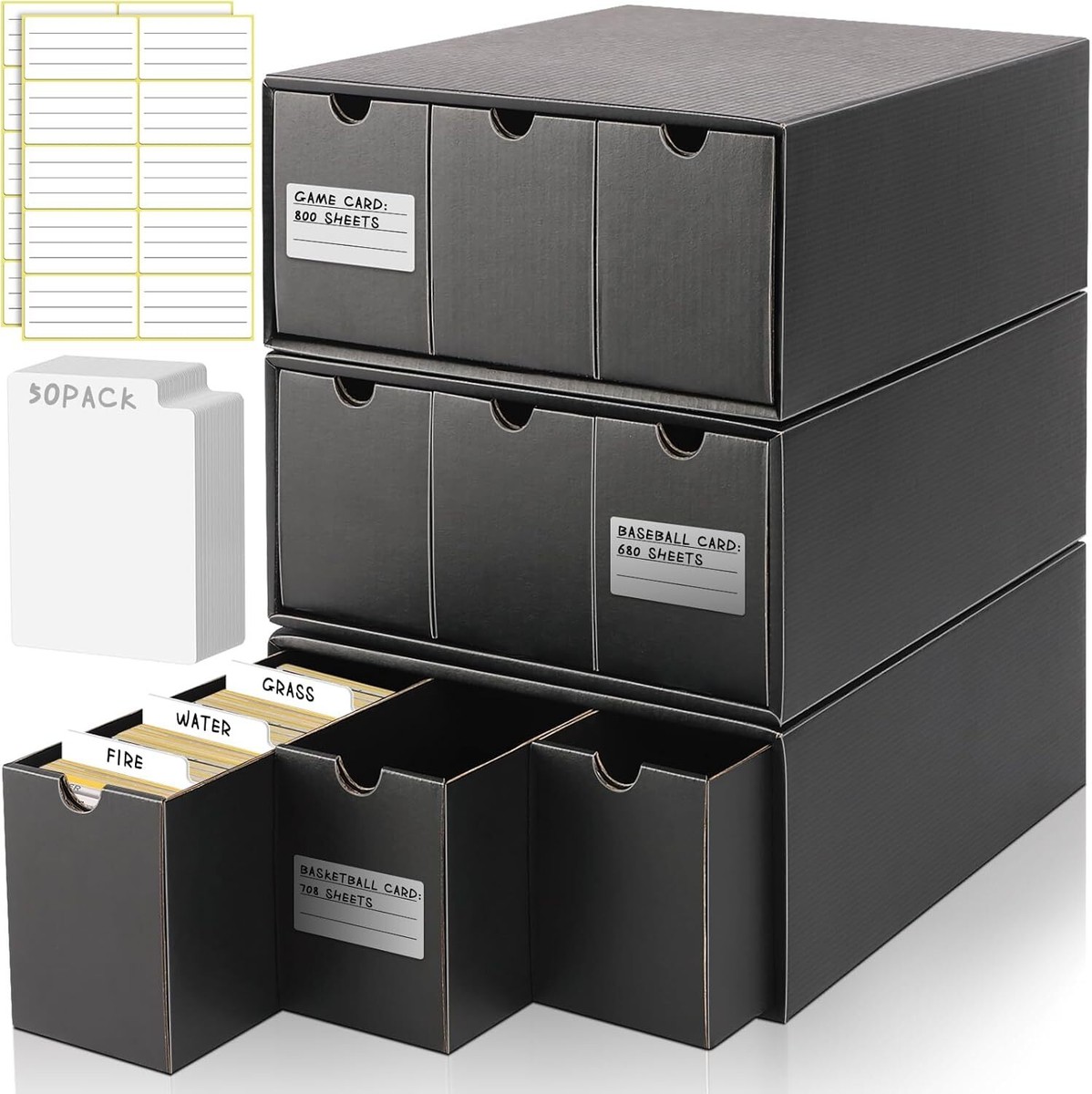 その他 9-nine- storage box 9-Pack Trading Card Storage Box with 50 Dividers Organizers