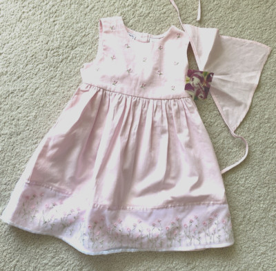 Blueberi Boulevard Girls Pink Floral Dress Sleeveless Kerchief Size 5 New