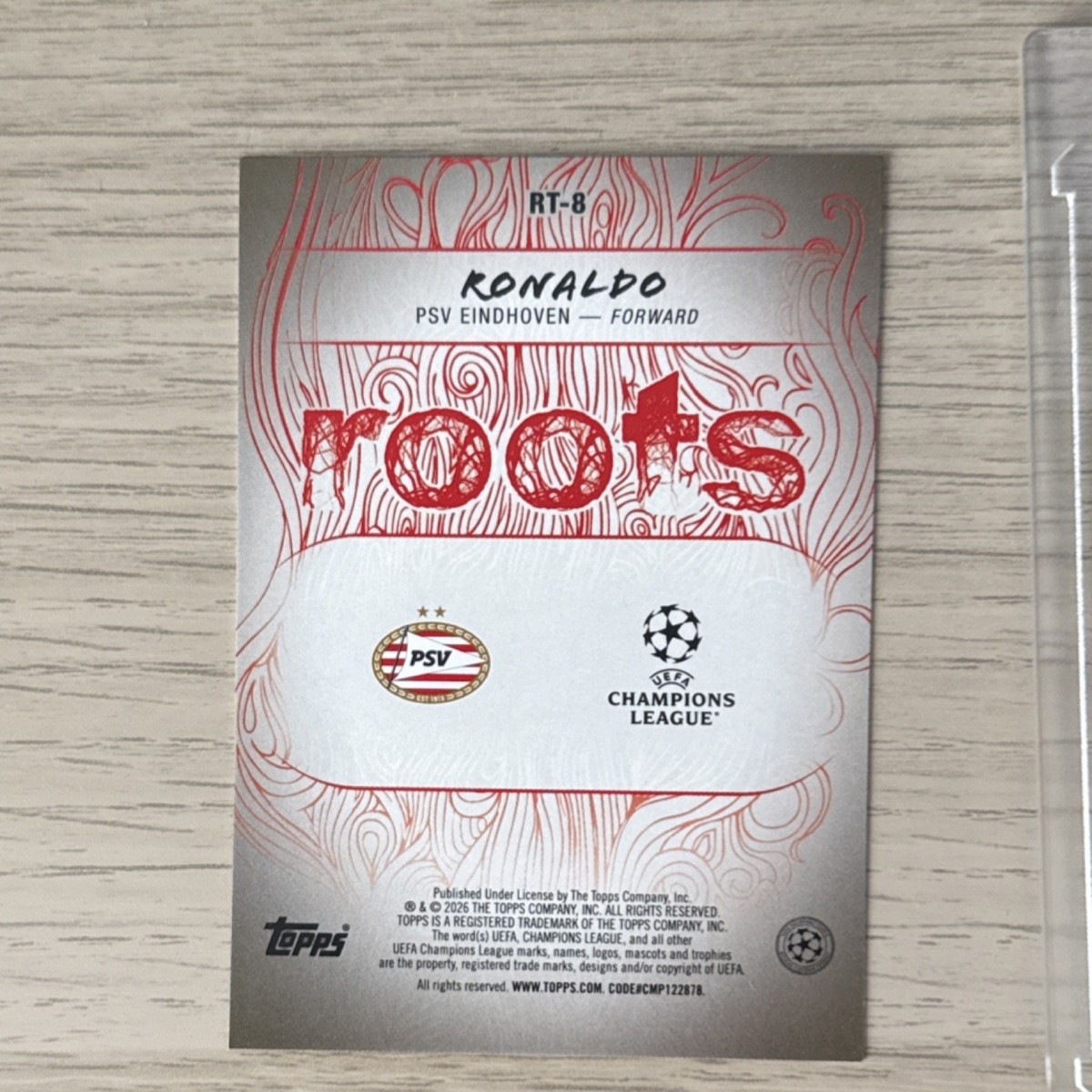 Topps 2025-26 UEFA Club Roots Ronaldo PSV Eindhoven Gold Foil RT-8