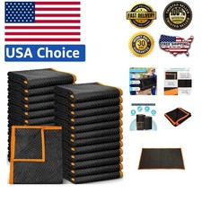 Durable Cotton Moving Blankets - 12 Pack, 72" x 40" for Safe Transport & Storage