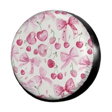 Spare Tire Cover Wheel Covers 17 For Tire Diameter 31-33 Pink Bows Cherries