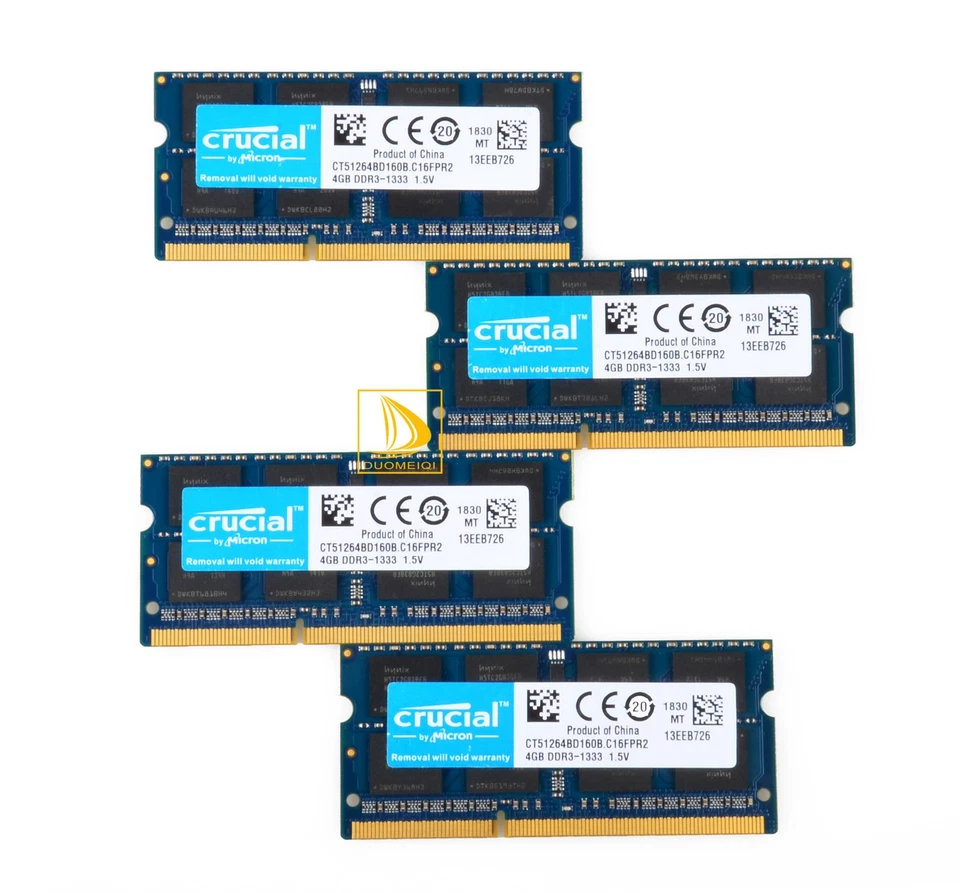 Crucial 4x 4GB 2RX8 PC3-10600S DDR3 1333Mhz Laptop Memory RAM SODIMM" - Image 3 of 4