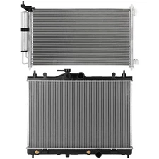 Front Aluminum Radiator & AC Condenser Cooling Kit For 07 08 09-12 Nissan Versa