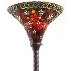 Tiffany Lamp Torchiere Floor Lamp Red Vintage Star Glass Shade Metal Base