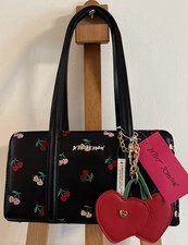 NWT Betsey Johnson XOMACK Shoulder Bag Purse Embroidered Cherry Cherries Pinup