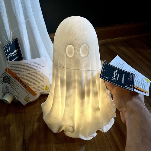 Martha Stewart garza bianca fantasma Halloween decorazione da tavolo illuminata 10" 18" - Foto 7 di 7