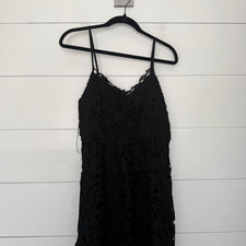 Bluivy Women’s Medium Black Crochet Lace Midi Dress