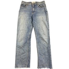 Reformation Jeans Women 26 Liza High Straight Leg Denim Palermo USA Made Raw Hem
