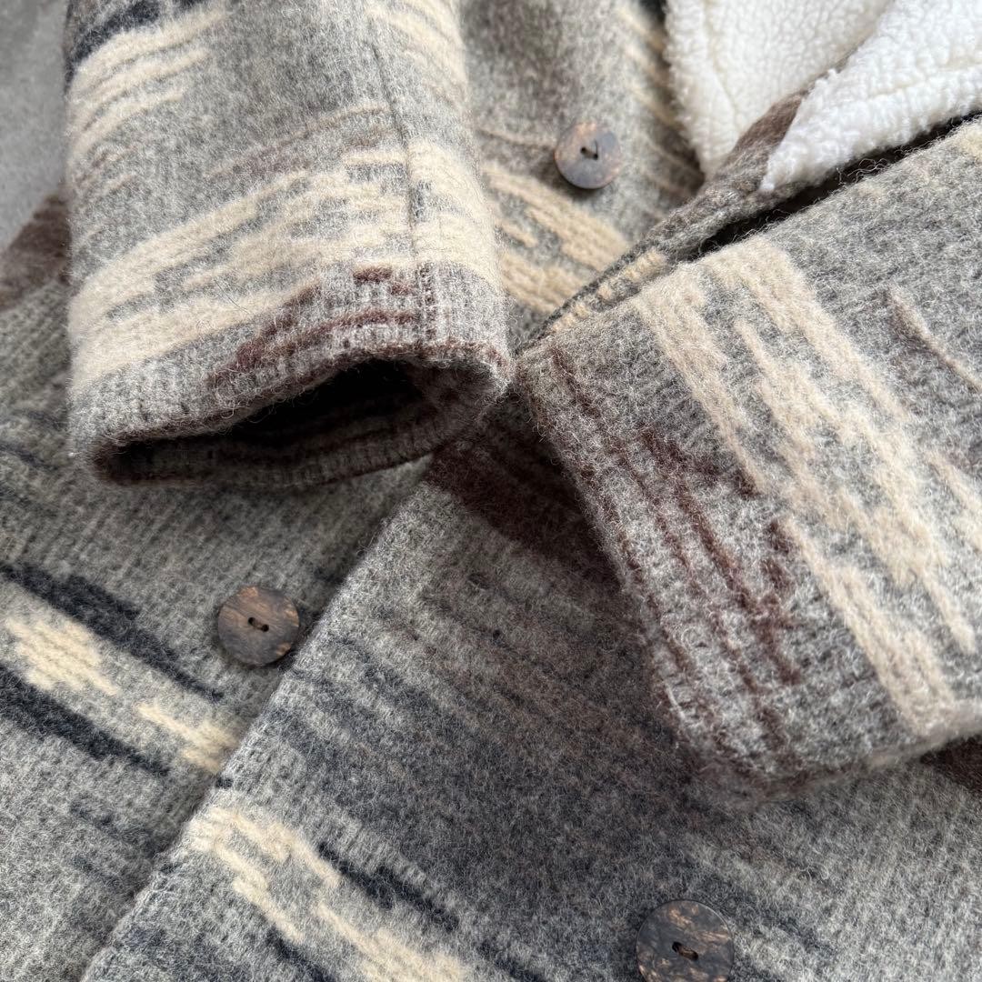 Woolrich Native Pattern Wool Coat Gray Made in US… - image 5