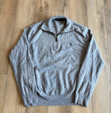 Polo Ralph Lauren Men's 1/4 Zip Pullover Sweater Merino Wool Gray Size Medium