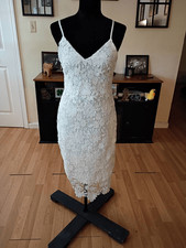 Medium Eilly Bazar White Lace Spaghetti Strap Dress Rear Zip Lined Sundress