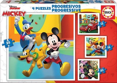 NEW EDUCA  Jigsaw Puzzle 4 in 1  Pieces Disney Mickey & Friends