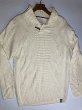 Weatherproof Vintage Sweater Mens Shawl Collar Cable Knit Jumper Size M Grandad