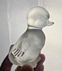 Vintage Fenton Glass Duck Duckling Opaque Satin Frosted Figurine Signed Easter
