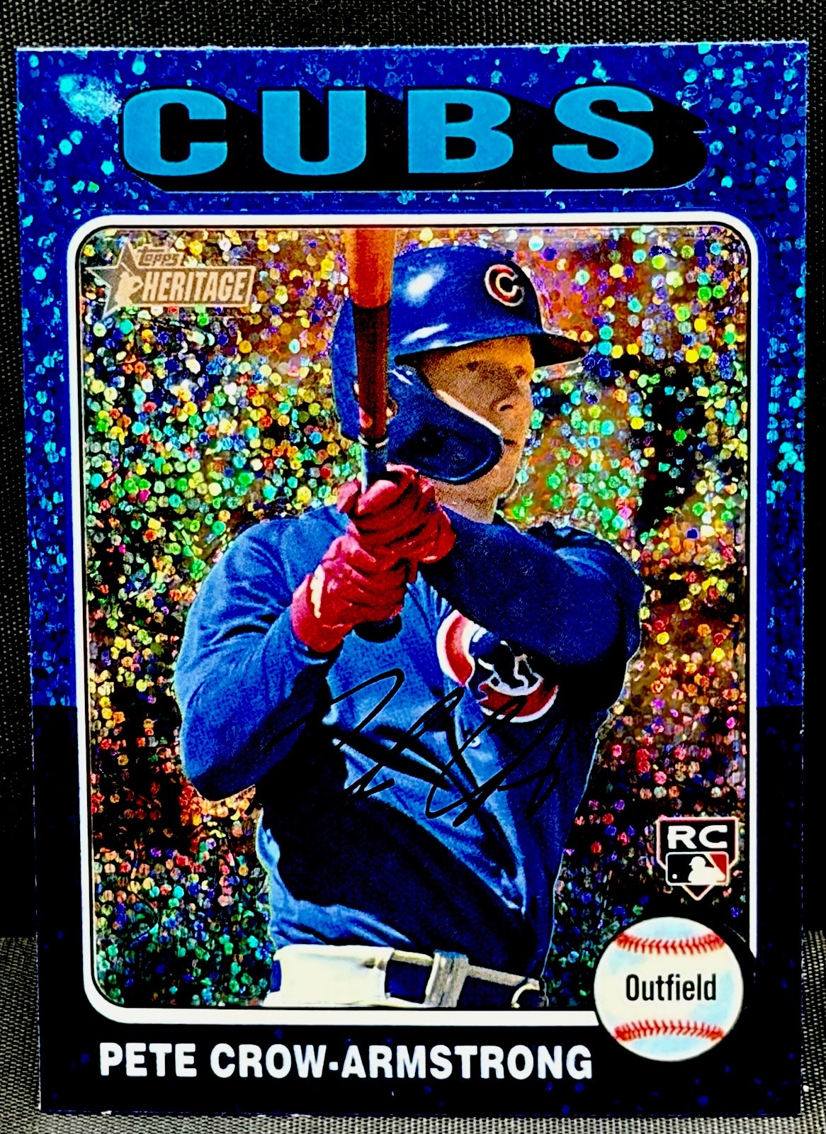2024 Topps Heritage Chrome Blue Sparkle-Pete Crow-Armstrong(RC)#177-Cubs!