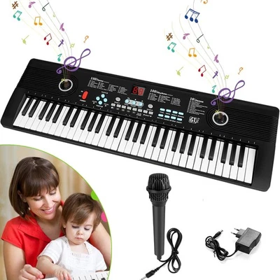 61 Tasten Keyboard LCD Digital E-Piano Klavier Musik mit Mikrofon&100 Rhythmen