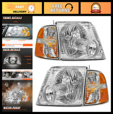 2002-2005 Ford Explorer Chrome Headlight Assembly Pair - Bright Durable Easy I