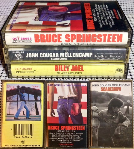 3 Vintage Cassette Tapes-Bruce Springsteen, Billy Joel, John Cougar Mellencamp