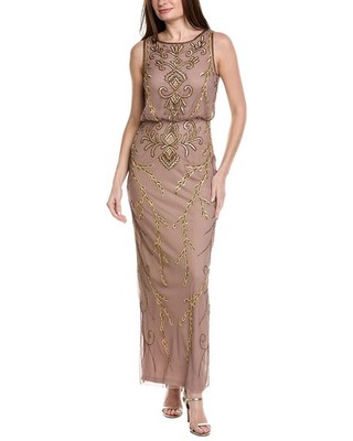 Papell Studio Stone Embellished Blouson Mesh Gown Size 4 $169
