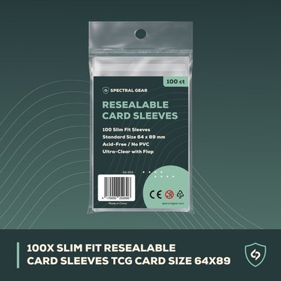 SPECTRAL GEAR 100 Slim Fit Resealable TCG Inner Card Sleeves 64x89mm