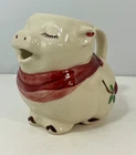 Shawnee Pottery Smiley Pig Creamer Ivory Red Green USA Made 1940s