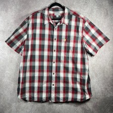 Carhartt Shirt Mens Size XL Red Gray Essential Plaid Relaxed Fit Button Up Work