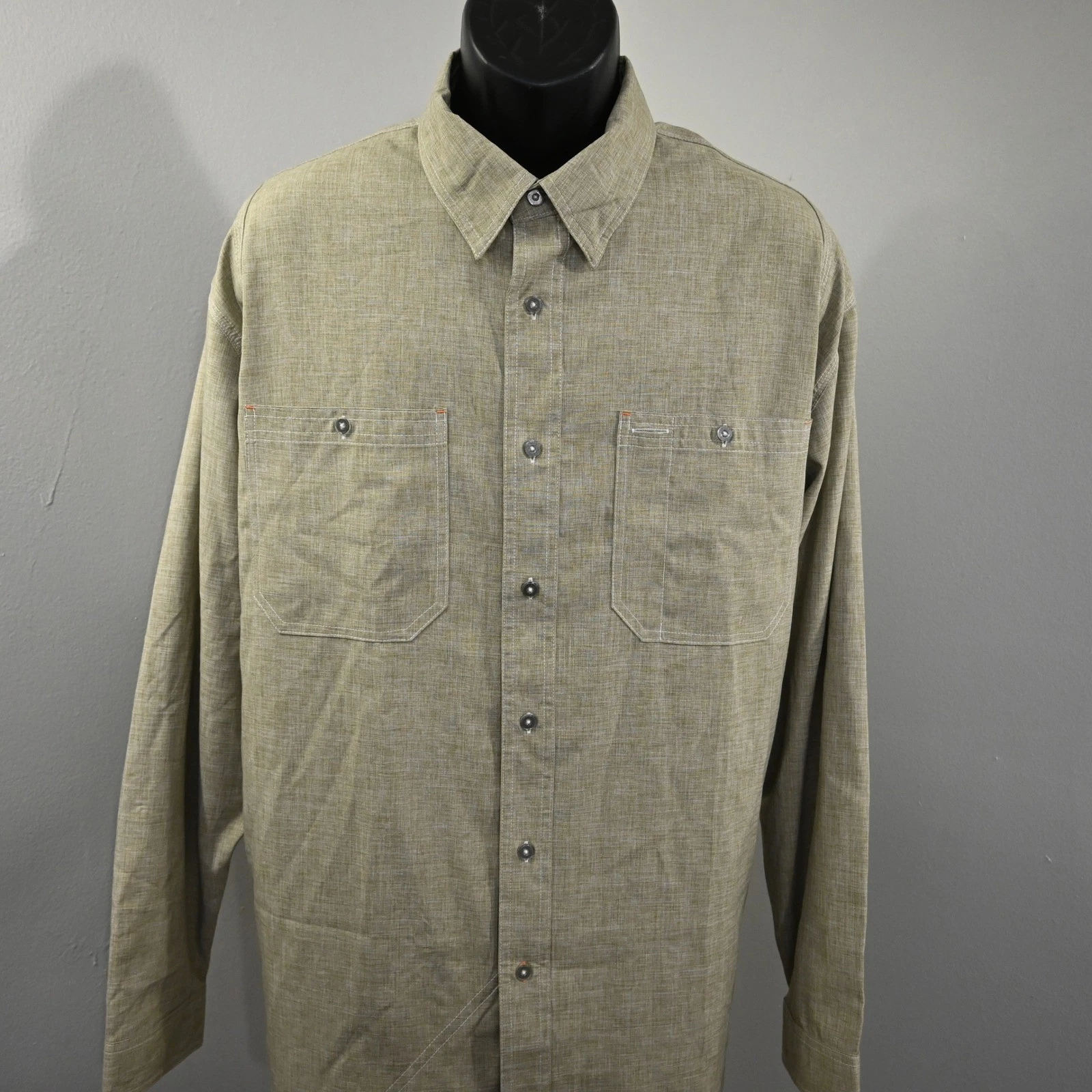Orvis Trout Bum Shirt Mens XXL Regular Tan Long Sleeve Button Up Hiking Outdoor