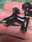 Vintage Black Japan Pocelain Spaghetti Trim Poodle Puppies Figurines — photo 4