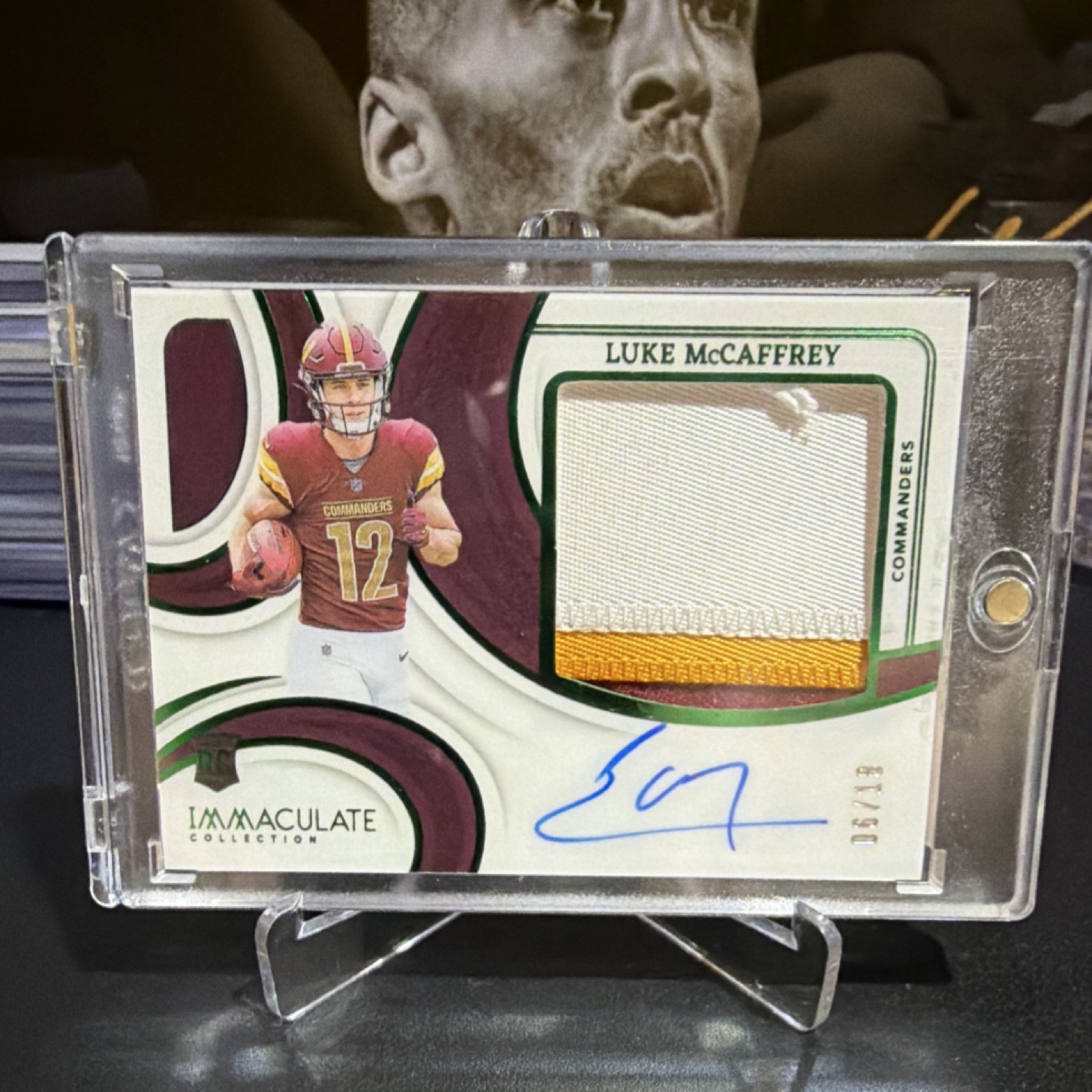 Luke McCaffrey Panini Immaculate Collection Premium Patch Rookie Autographs #PPRALMC Base