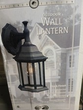 Hampton Bay Outdoor Wall Lantern Black Beveled Glass 157154 Cast Aluminum NEW