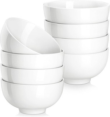 MALACASA Small White Bowls Set of 8 10oz Ceramic Ice Cream Bowls Side Dishes Des