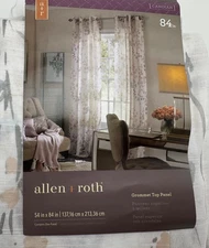 Allen Roth 84" Candian Blush Pink Floral Semi-sheer Grommet Single Curtain Panel