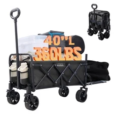 40'' Extra Long Collapsible Wagons Carts Foldable, 360LBS Foldable Wagon Cart...