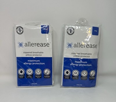 AllerEase King Pillow Protectors Zippered Allergy Moisture Wicking New 3 Pack