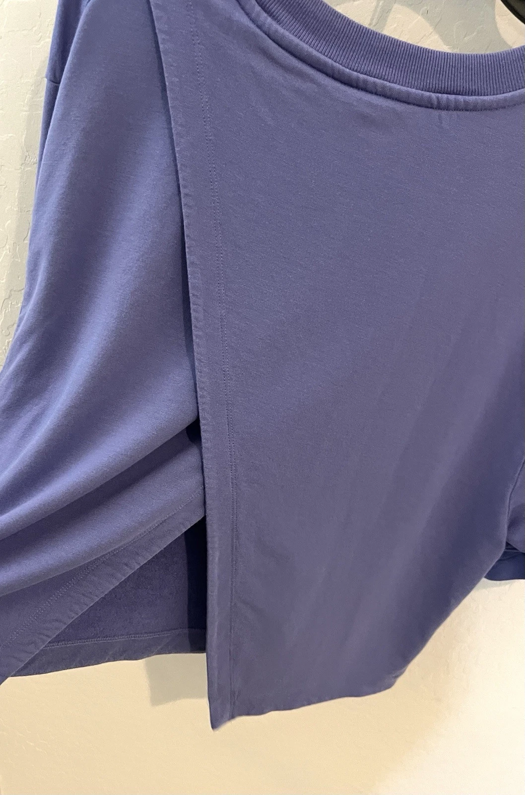 athleta bliss short sleeve crop boxy open back sweatshirt