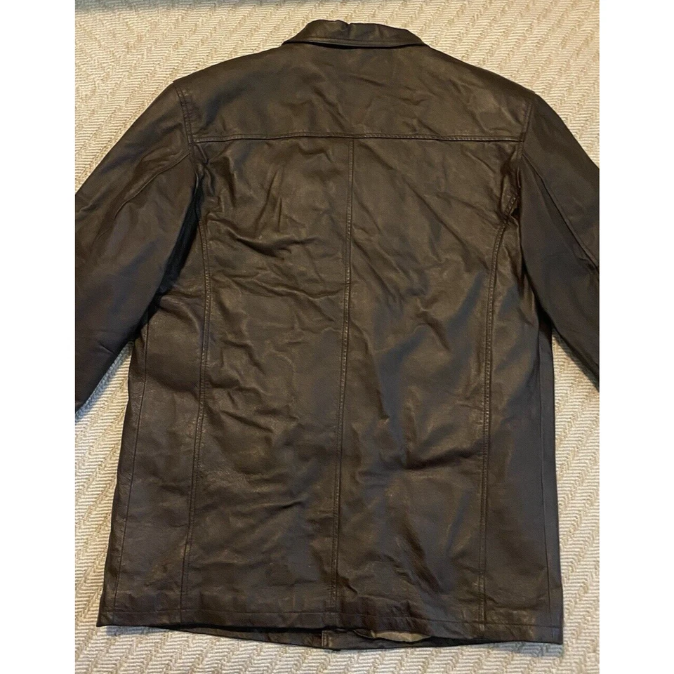 Vtg Haband Executive Division Jacket Mens Size Large 90's Brown Leather Coat - Image 4 of 4