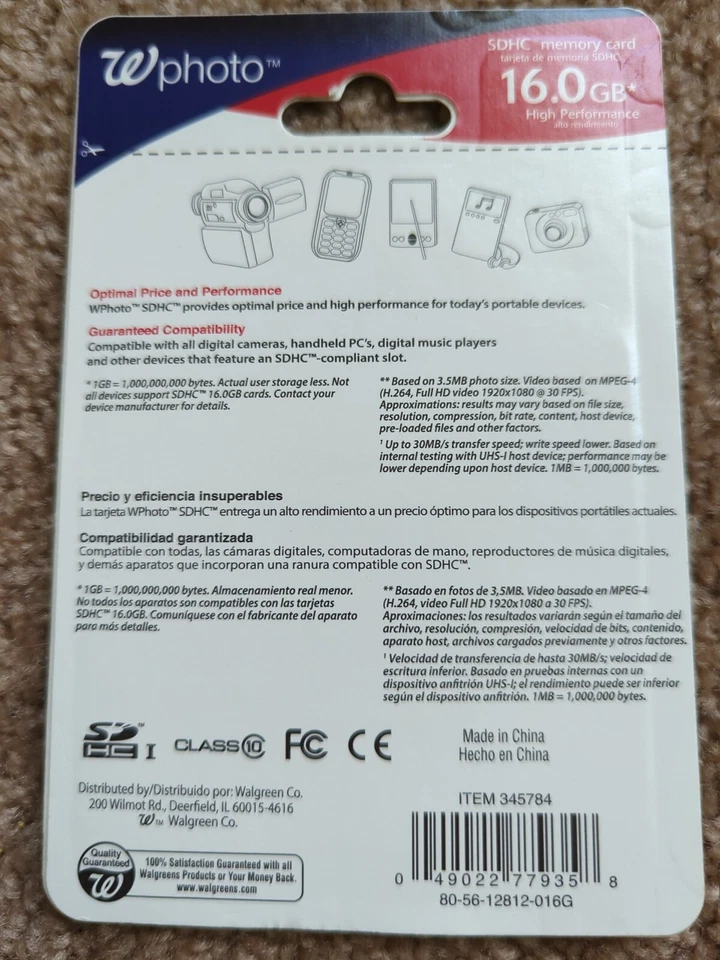 Walgreens 16GB, Class 10 30MB/s - SDHC I  Card - New - Image 2 of 2
