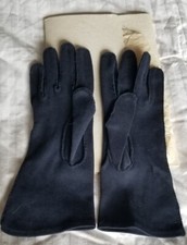 Vintage Ladies elegant double cotton Navy Blue Glove 7.5/M
